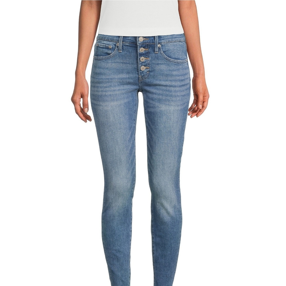 Lucky Brand Bridgette Skinny Ankle Jeans Distressed Washed Blue Denim Raw Hem